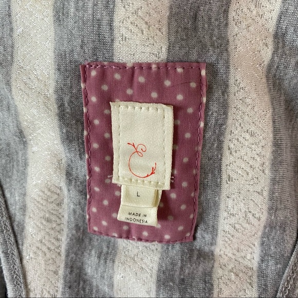 Anthropologie Eloise Gray White Racer Striped Tank Top Large - Picture 8 of 10